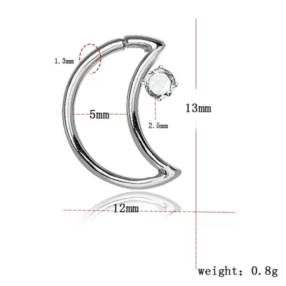 Moon shape segment Ring- silver - Picture 2 of 4